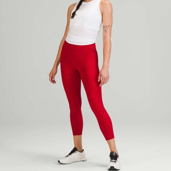 NWOT Lululemon Base Pace High-Rise Crop 23" in Dark Red Size 18 - Picture 1 of 8